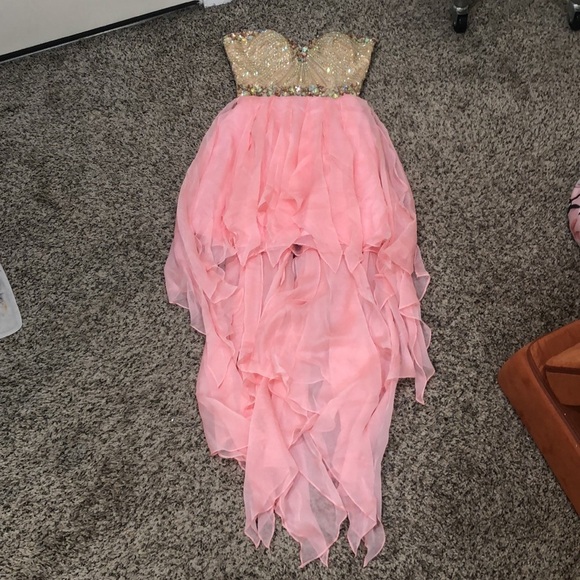 NWOT Sherri Hill Dress Size 0 Pastel Pink Rhinestone Crystal Beaded Hi Low 1920 - Picture 4 of 9
